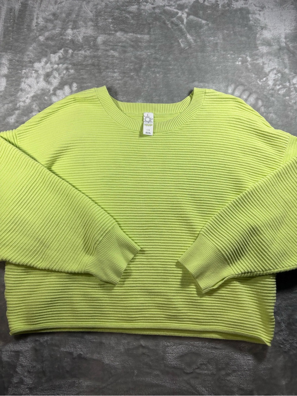 Aerie Offline Lime Green Ribbed Crop Sweatshirt Large